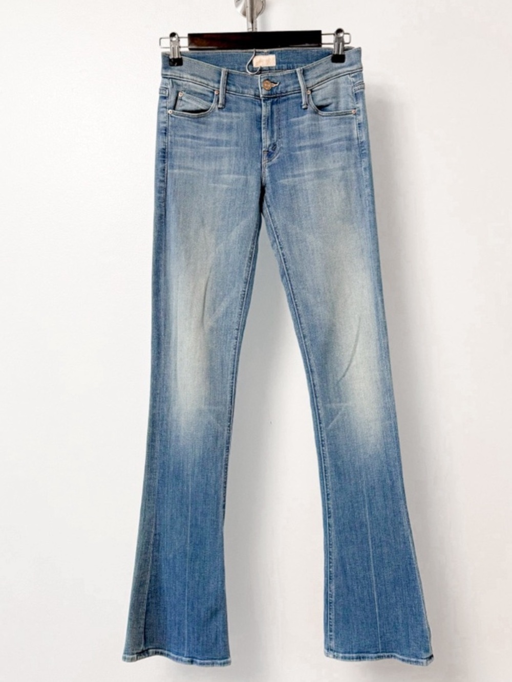 MOTHER MINI FLARED JEAN THE RUNAWAY SKINNY FLARE JEANS LIGHT KITTY SZ 26